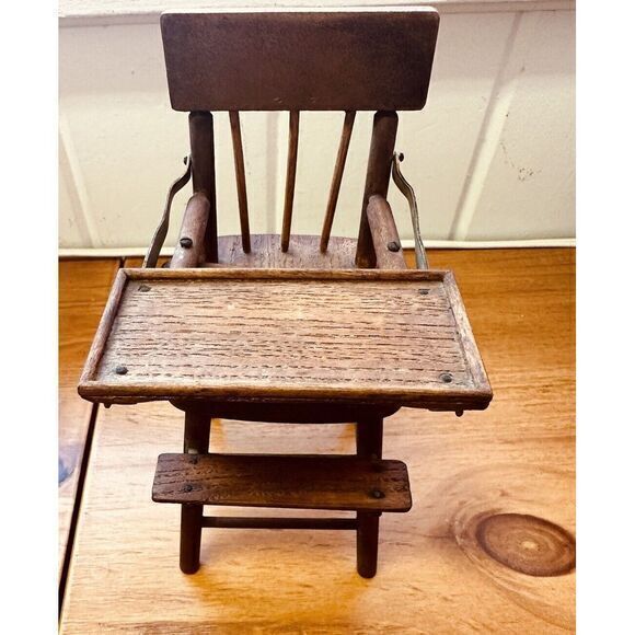 Vintage Hand Made Miniature Kitchen‎ Dinning Child's High Chair 8 1/8